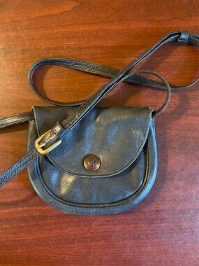 VTG Bogner Soft Quality Black Leather Crossbody Mini Bag with belt loops
